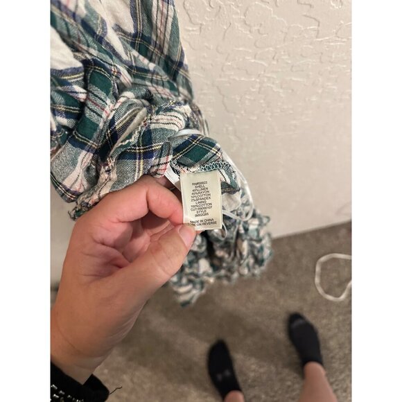 Max Studio Vintage Linen Spring Gingham Plaid Ruffle Slit Maxi Dress - Picture 12 of 12